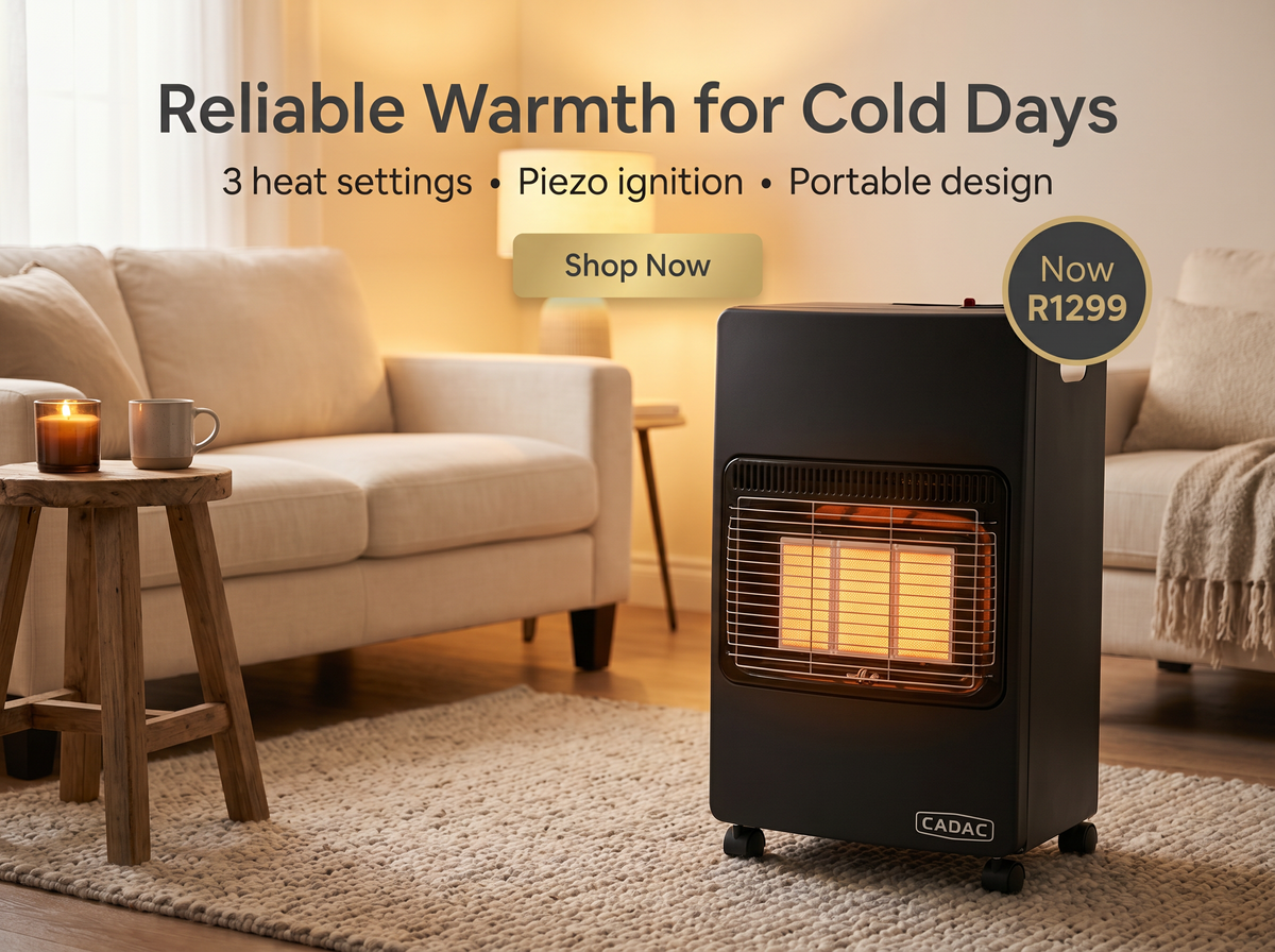 Cadac 3-Panel Roll-About Gas Heater | 4100W | Piezo Ignition | Hose &amp; Regulator Included | South Africa
