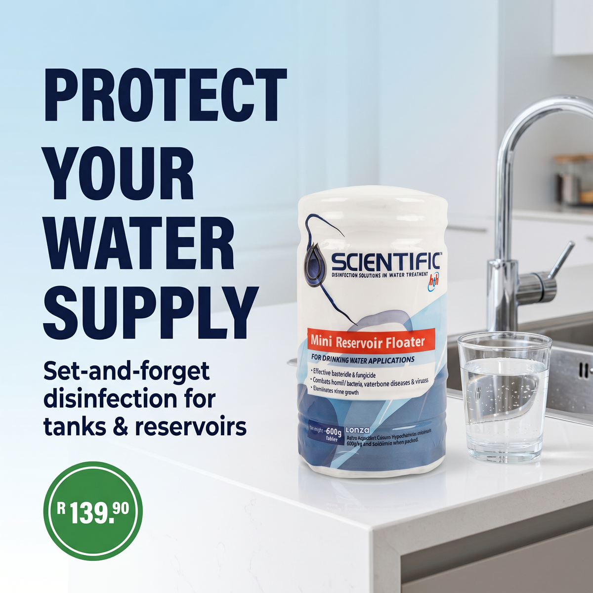 HTH Scientific Mini Reservoir Floater 600g | JoJo Tank Water Disinfection | South Africa