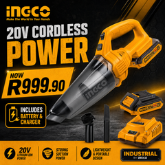 INGCO 20V Cordless Vacuum Cleaner | 2.0Ah Battery &amp; Charger Included | CVLI20126 | South Africa
