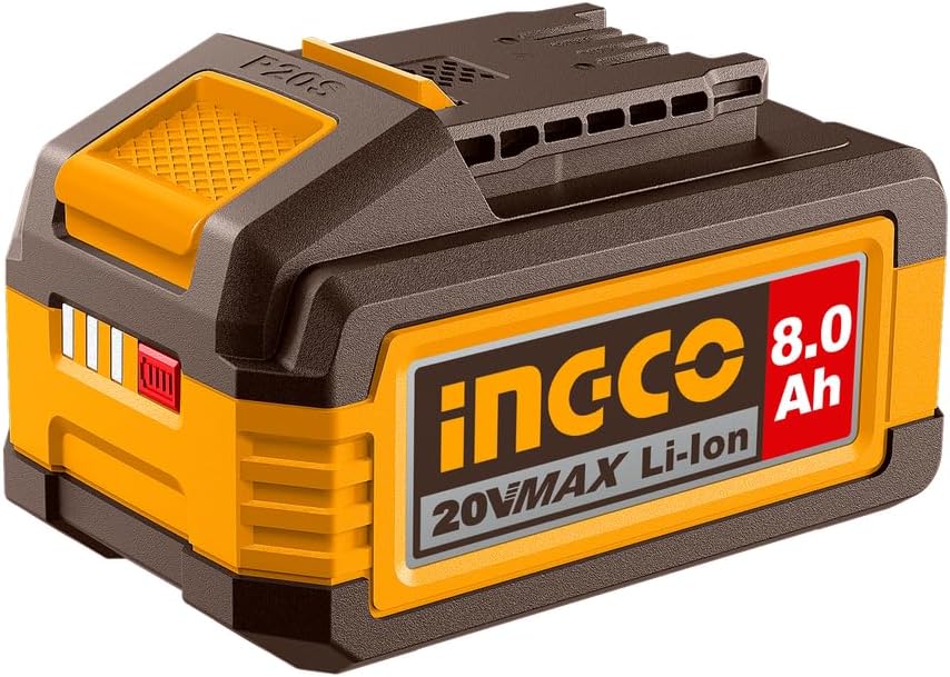 INGCO 20V 8.0Ah Lithium-Ion Battery, P20S Cordless System, LED Power Indicator, High Capacity Rechargeable Battery Pack