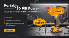 INGCO 20V Cordless Automotive Compressor 150 PSI | Portable Lithium-Ion Tyre Inflator | CACLI2018