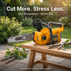 INGCO 20V Cordless Brushless Chainsaw | 30cm Bar | Cordless Garden Power Tool | CGSLI20128