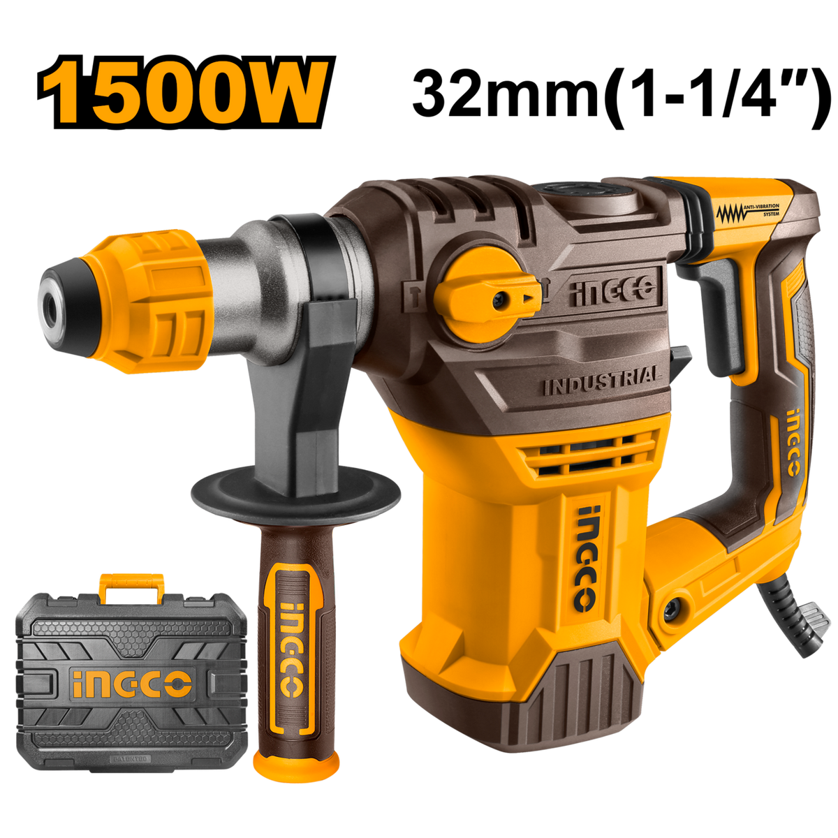 INGCO DRILL ROTARY HAMMER 1500W PA6 BMC