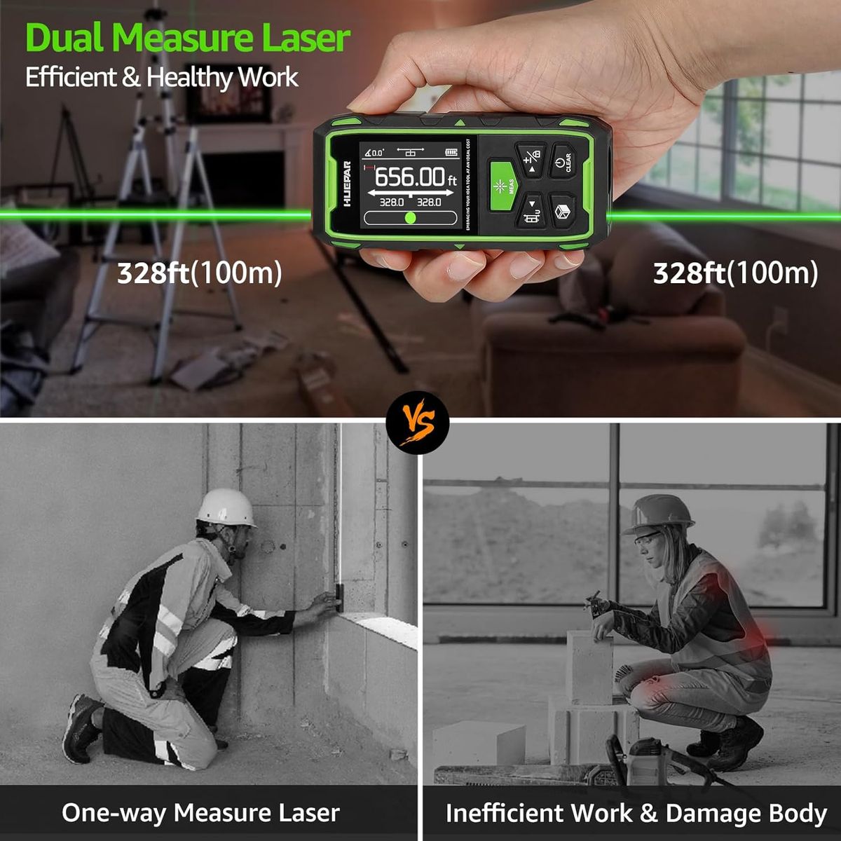 Huepar Bidirectional Laser Distance Measure BLM-100G