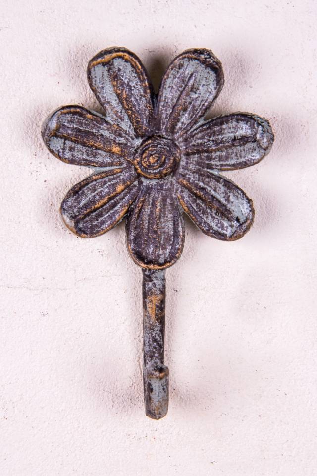 Single Hook: Flower: Antique Grey