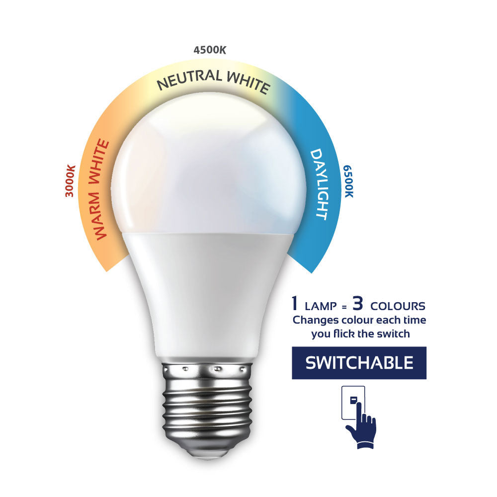 Eurolux E27 7W Switchable LED Opal Globe