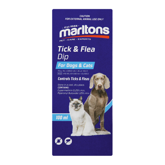 Marltons Tick & Flea Dip 100ml for Dogs and Cats