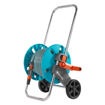 Gardena Hose Trolley Aquaroll S Set - With20m Classic Hose 13mm (1/2 inch) System Parts & Spray Nozzle (capacity 13mm x 40m, 19mm x 25m) Boxed