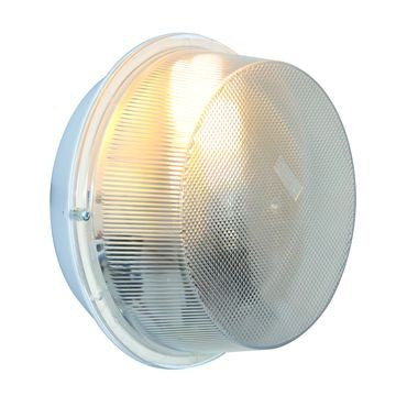 Bulkhead Light Round Aluminium/Polycarb White