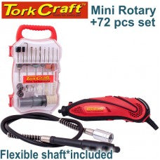 Tork Craft Mini Rotary Tool and 72 Piece Accessory Kit with Flexible Shaft