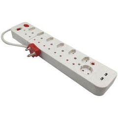 12Way M/Plug with Switch&2.1A USB+Surge