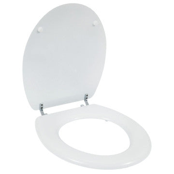 Toilet Seat Molded Wood White Zinc Hinge