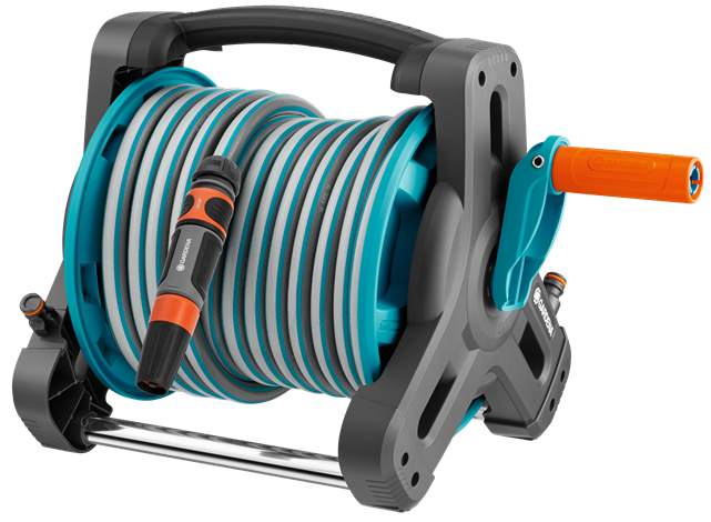 Gardena Hose Reel 10 Set, 13mm (1/2-inch) 10m, Complete with 10m Classic Hose, System Parts & Spray Nozzle