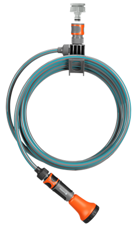 Gardena City Gardening Terrace Spiral Hose, 7.5m, Complete with Integrated Hose Bracket, Fittings & Sprayer