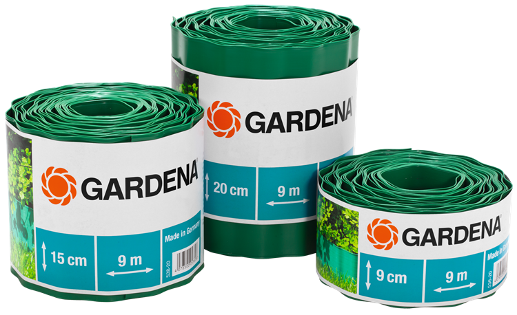 Gardena Lawn Edging, High-Quality Plastic, Green, 9m Length, 20cm Height